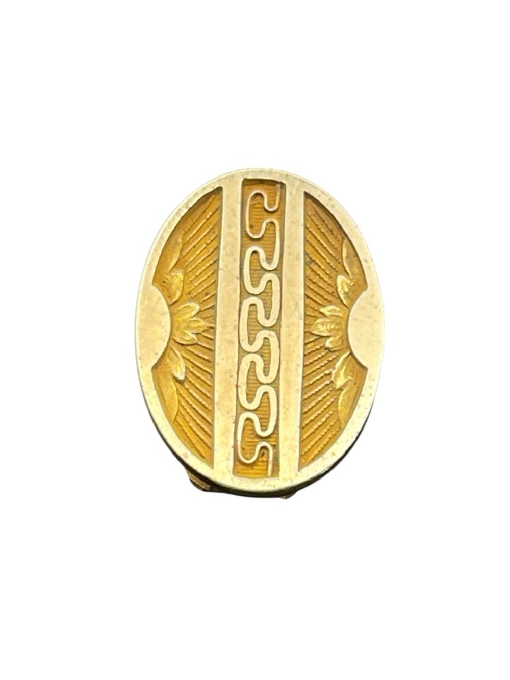 Art Nouveau SR Co gold tone oval sun geometric clip vintage